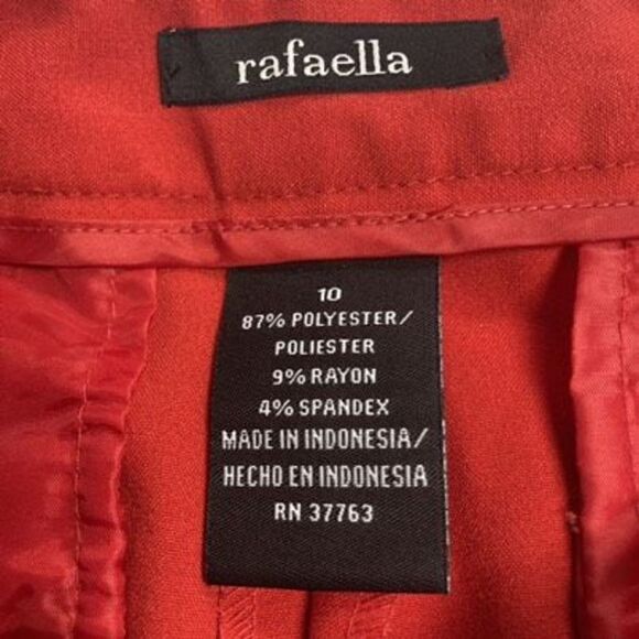 RAFAELLA Women’s Red Cuffed Pants Size 10 Inseam 27.5 - Picture 5 of 7